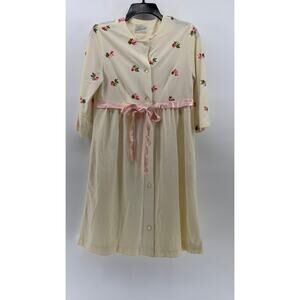 LISANNE Juniors' Vintage Cream Embroidered Floral Button-Up Midi Dress SZ M